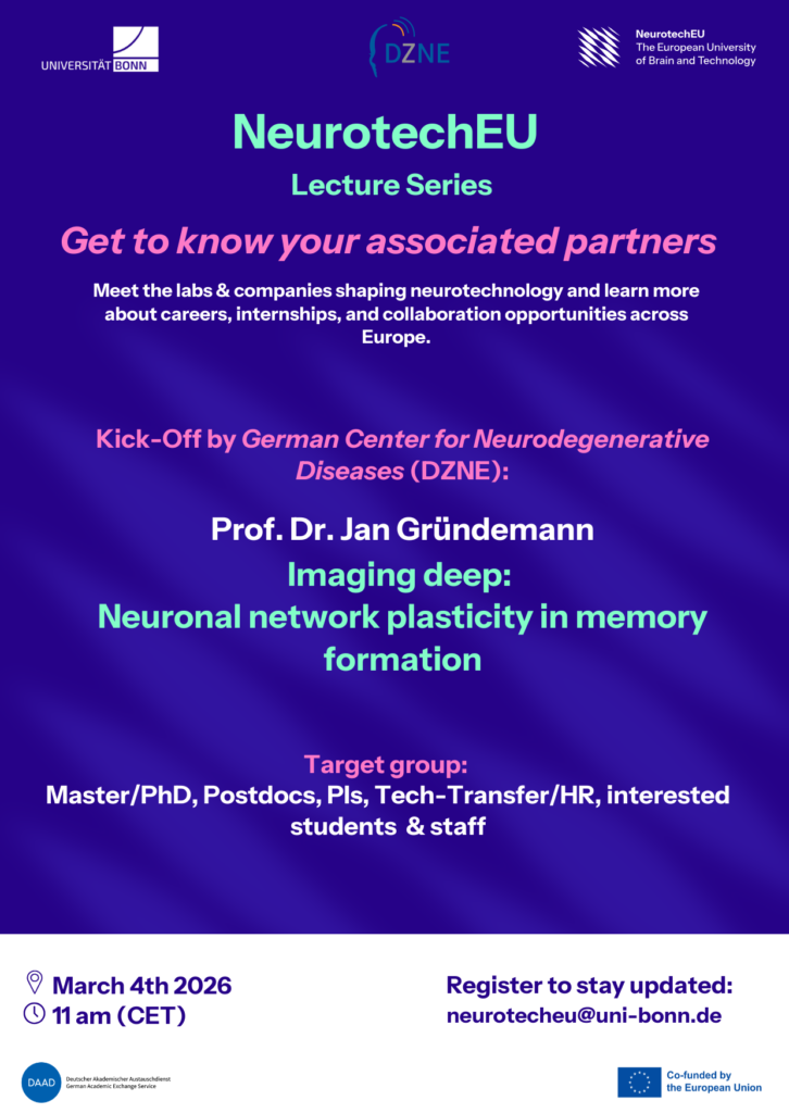 Lecture Series – Imaging deep: Neuronal network plasticity in memory formation by DZNE